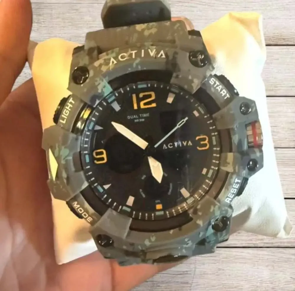 Activa Digital Essentials Men's 49mm Camouflage Grey Analog-Digital Watch